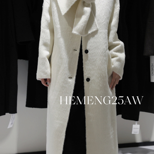 含38绵羊毛 含62羊驼毛 HM7 宽松羊毛外套 玥儿力四粒扣长款