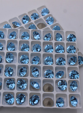 进口水钻美饰玛海蓝色尖底圆形美甲饰品立体堆钻补钻工艺指甲粘钻