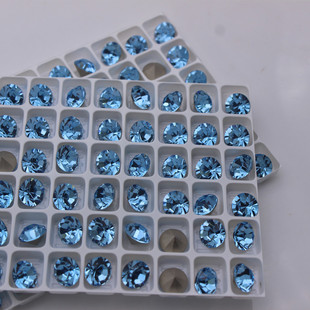 进口水钻美饰玛海蓝色尖底圆形美甲饰品立体堆钻补钻工艺指甲粘钻