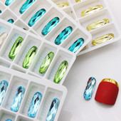 东洲水晶美甲彩色法棍5 15MM尖底椭圆形K9水晶玻璃宝石DIY指甲饰