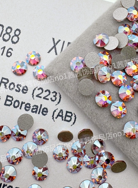 施家钻2088平底圆形钻223AB浅粉AB美甲钻饰品贴钻指甲DIY华子钻
