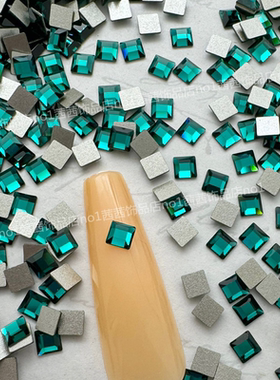 施家水晶华子钻2400平底方形钻205绿色宫廷甲贴钻DIY3MM美甲方钻