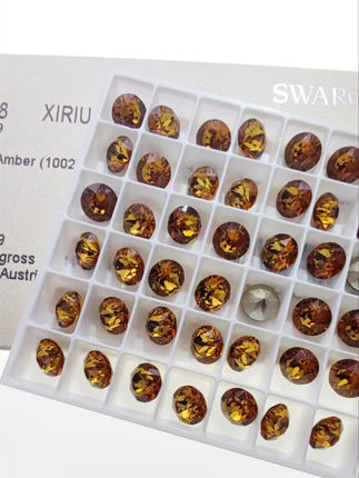 奥地利水晶施家钻1002淡琥珀尖底圆形钻华子美甲堆钻球手链饰品钻