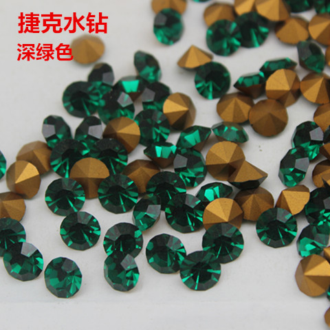 捷克深绿色手表项链美甲水晶钻