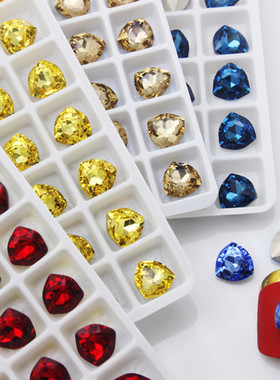 东洲水晶尖底K9美甲饰品水钻7MM虎头指甲甲片粘钻胖三角高亮