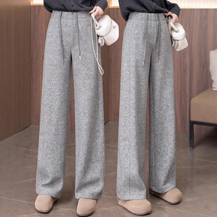 高腰宽松垂感加厚休闲保暖羊毛呢直筒裤 羊绒阔腿裤 女秋冬2025新款