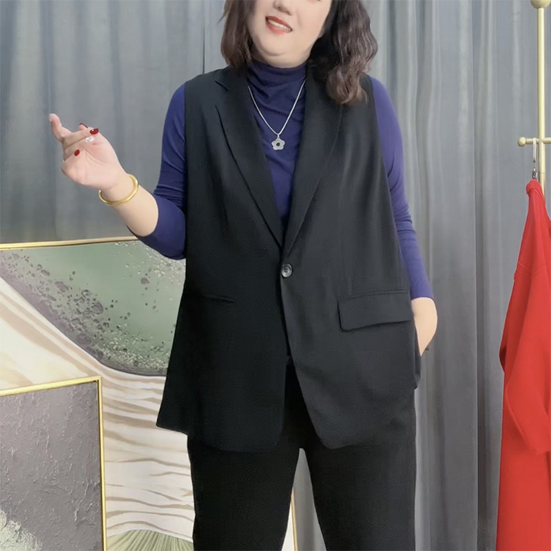 侧开叉西装领马甲垂感一粒扣