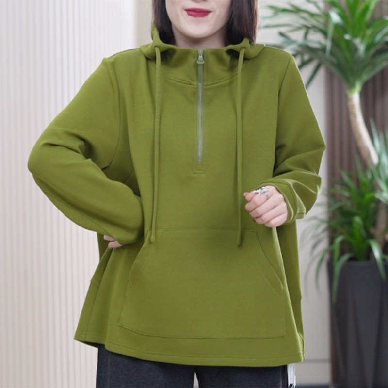 液氨新氧双面棉卫衣女大码百搭显卫衣/绒衫