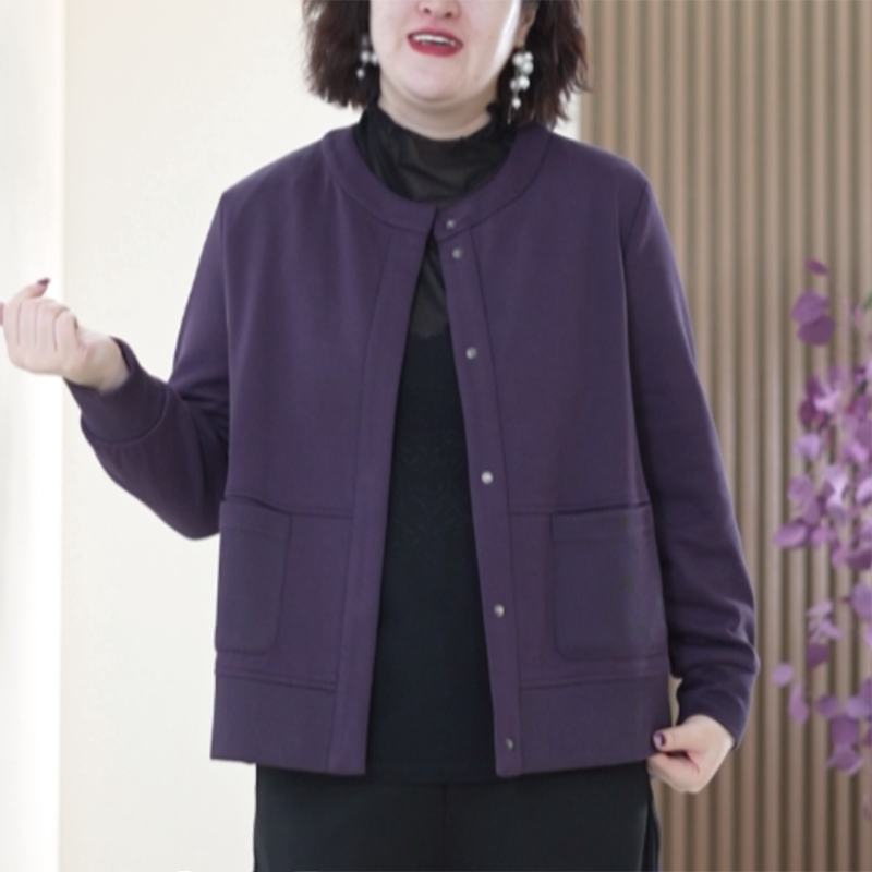 春秋季穆希纹棒球服外套提花绣线百搭大码显瘦休闲弹力短款夹克女