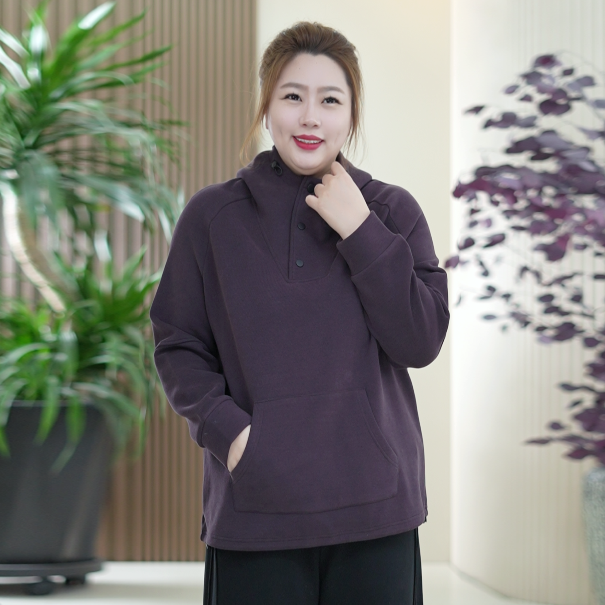 果冻空气层高密双面暖绒卫衣连帽大码保暖时尚百搭冬季帽衫上衣女