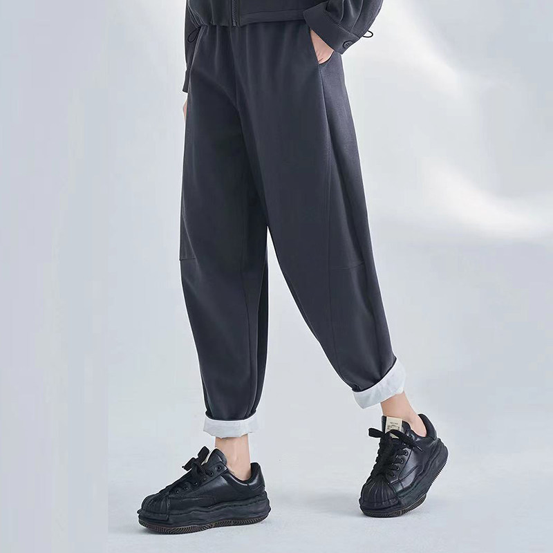 撞色脚口灯笼裤松紧腰拼接舒适百搭宽松大码显瘦哈伦休闲裤子女潮