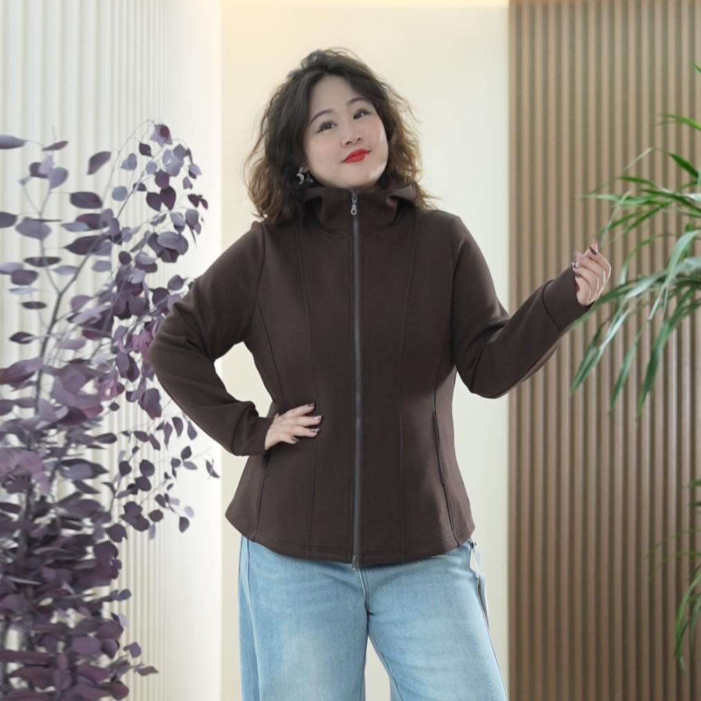 【加绒款小蛮腰外套】修容显瘦大码连帽液态棉冬季大码休闲夹克女