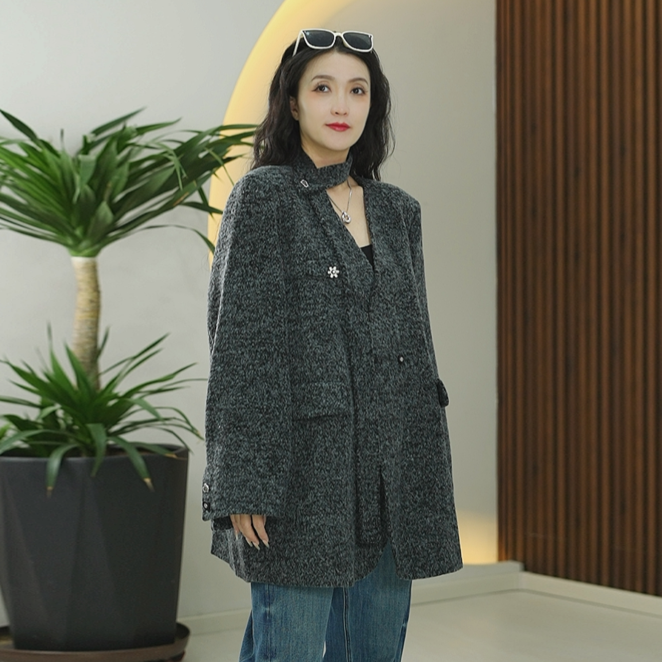 【颈间的温柔】羊驼羊毛双面呢大衣女大码显瘦手工高定毛呢秋季