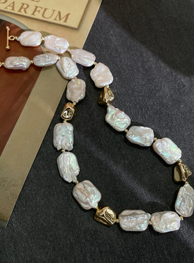 法式复古方块巴洛克项链