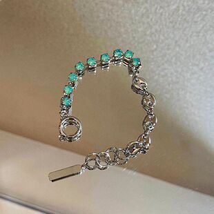 欧美小众设计2020夏季 薄荷绿手链潮牌湖水绿猪鼻拼接手环 法式