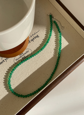 新中式天然绿玉髓锁骨链