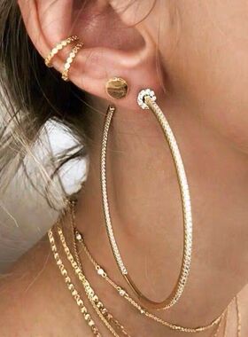 rainie vicky savis同款大圆圈欧美夸张个性满钻镶钻耳环ins网红