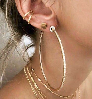 ins欧美夸张个性满钻镶钻耳环