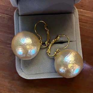 LJW 复古高级感轻奢简约气质耳饰女 ins博主同款 棉花珍珠耳环法式