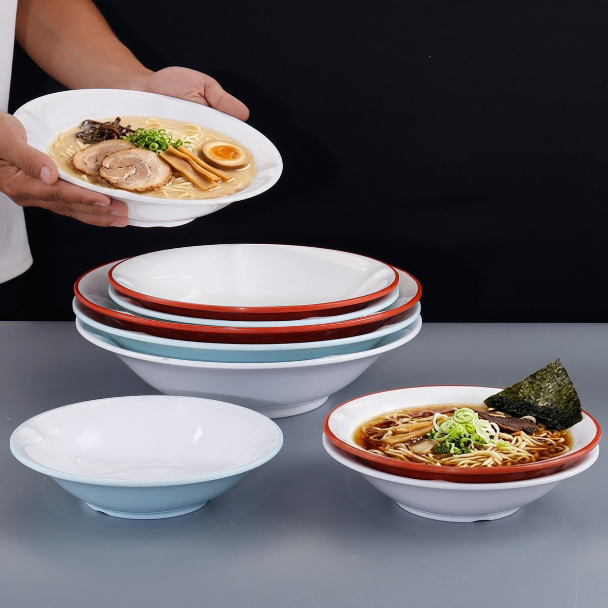 密胺餐具高级感仿瓷面馆牛肉面碗