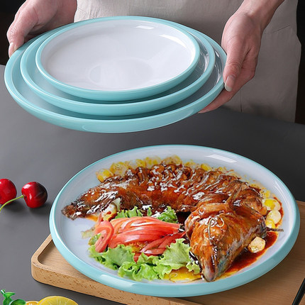 网红密胺北欧盘子菜盘商用西餐厅热菜凉菜盘塑料早餐盘子创意餐具