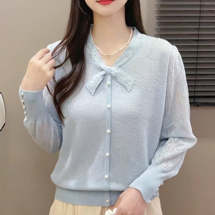 春季新款气质时尚女士套头针织上衣洋气宽松韩版设计感小衫1062
