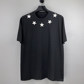 男女同款 植绒情侣装 半袖 欧美潮牌五角星T恤短袖 宽松大码 纯棉体恤
