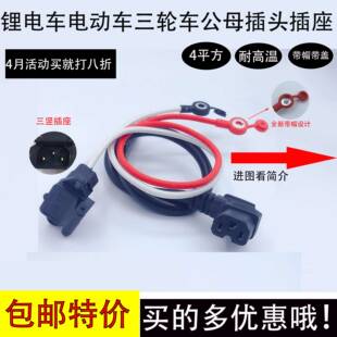 电动车品字头插头充电头公母插座电瓶车电源弯头线品字型充电带盖