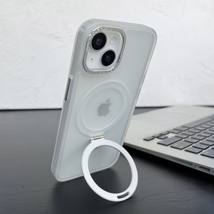 适用苹果新款17ProMax磁吸手机壳隐藏支架iphone17Air支点壳防摔磨砂肤感高档半透明15Plus保护套16pro保护壳