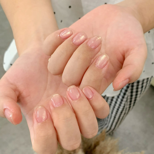 纯手工穿戴甲裸色猫眼短款浅色纯手工穿戴甲显白美甲贴片日常百搭