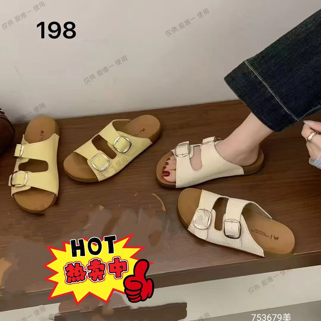 2025秋冬韩版新款休闲网红拖鞋女夏外穿时尚皮质拖厚底室外松糕鞋