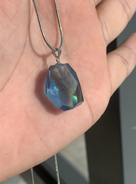 天然海蓝宝随形吊坠魔鬼蓝蓝水晶项链吊坠时尚饰品礼物