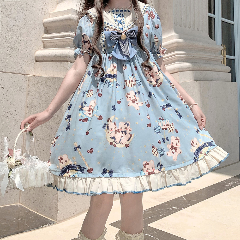 原创设计可爱少女短袖夏季连衣裙