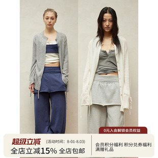 SQUARE CIRCLE 方圆绵羊毛羊驼毛氛围感系带抽绳慵懒微透毛衣开衫