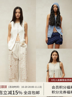SQUARE CIRCLE 方圆夏日清凉感无袖玫瑰刺绣微透街头针织连帽开衫