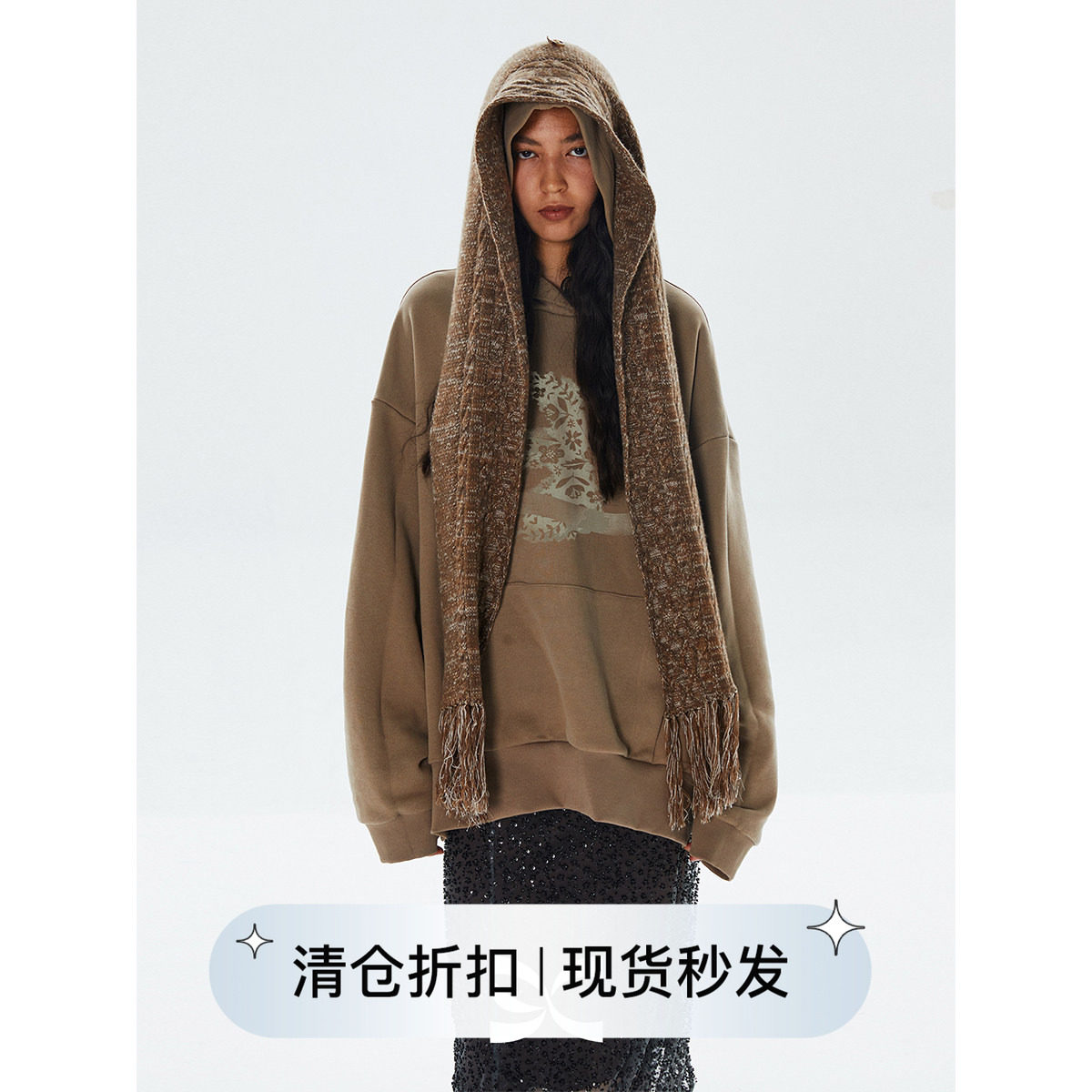 square circle 方圆羊毛围巾可拆卸原创镂空印花水洗廓形棉卫衣,女装/女士精品,卫衣/绒衫,淘宝优惠券,粉丝福利购,淘宝优惠卷