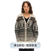 Square Circle方圆新年圣诞马海毛费尔岛提花围巾开衫 毛衣外套