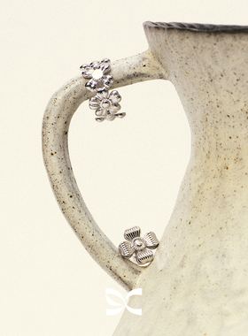 SQUARE CIRCLE方圆 原创小众设计925银针肌理感立体繁花耳环