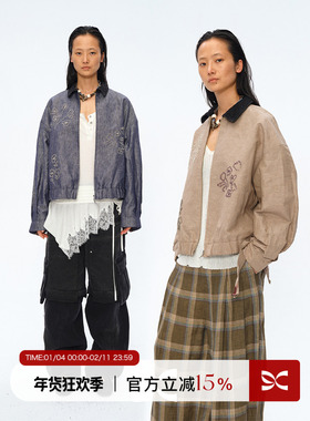 Square Circle 方圆【艺术家联名】手工绣珠系带夹克拉链外套