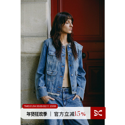 落肩廓形感牛仔夹克外套