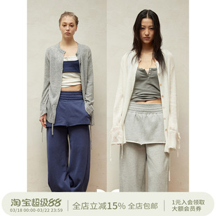 SQUARE CIRCLE 方圆绵羊毛羊驼毛氛围感系带抽绳慵懒微透毛衣开衫