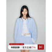 square 套装 circle方圆 蓝色条纹廓形感拼色衬衣女设计感小众短裤