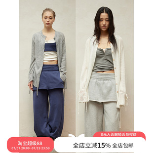 SQUARE CIRCLE 方圆绵羊毛羊驼毛氛围感系带抽绳慵懒微透毛衣开衫