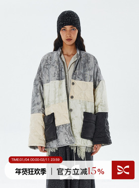 square circle 方圆 新中式正反两穿拼色提花廓形羽绒服保暖外套