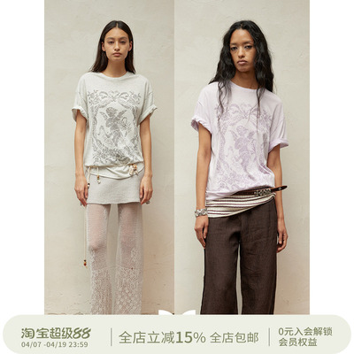 SQUARE CIRCLE 方圆宽松圆领天使印花百搭休闲合身春夏短袖t恤