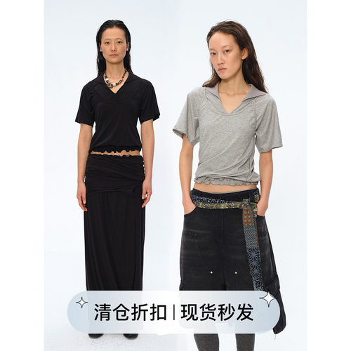 Square Circle 方圆可拆解两穿设计感百搭夏季吊带短袖两件套T恤