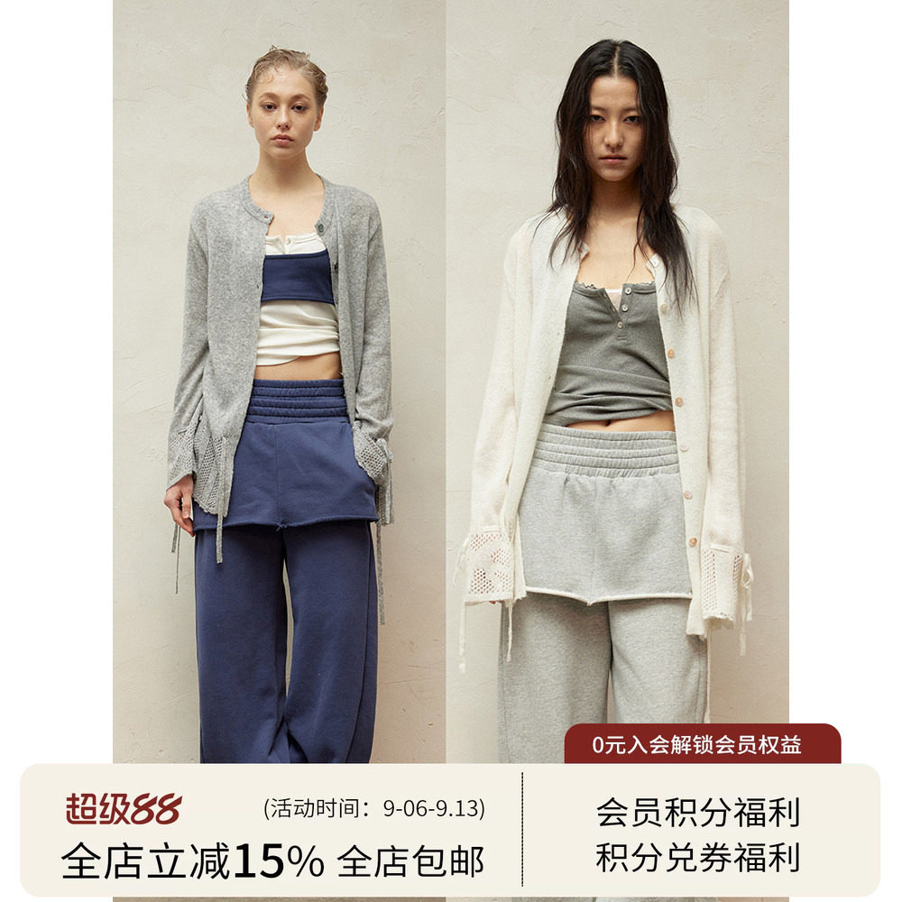 SQUARE CIRCLE 方圆绵羊毛羊驼毛氛围感系带抽绳慵懒微透毛衣开衫图片
