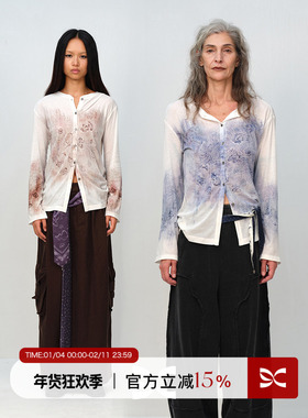 Square Circle 方圆原创设计涂鸦印染轻薄修身休闲长袖开衫