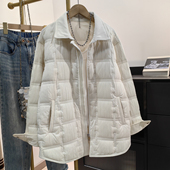 多巴胺风格 领轻薄羽绒服女秋冬新款 纹白鸭绒保暖外套 衬衫 超好看