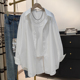 宽松慵懒风衬衣后背小开叉休闲上衣 2024春秋新款 纯棉白衬衫 女长袖